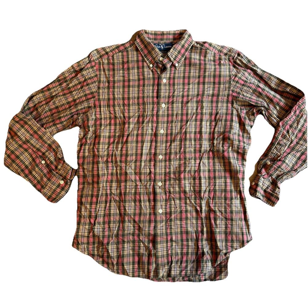 Title: Ralph Lauren Classic Fit Men’s Plaid Shirt L Red Green Check Long Sleeve